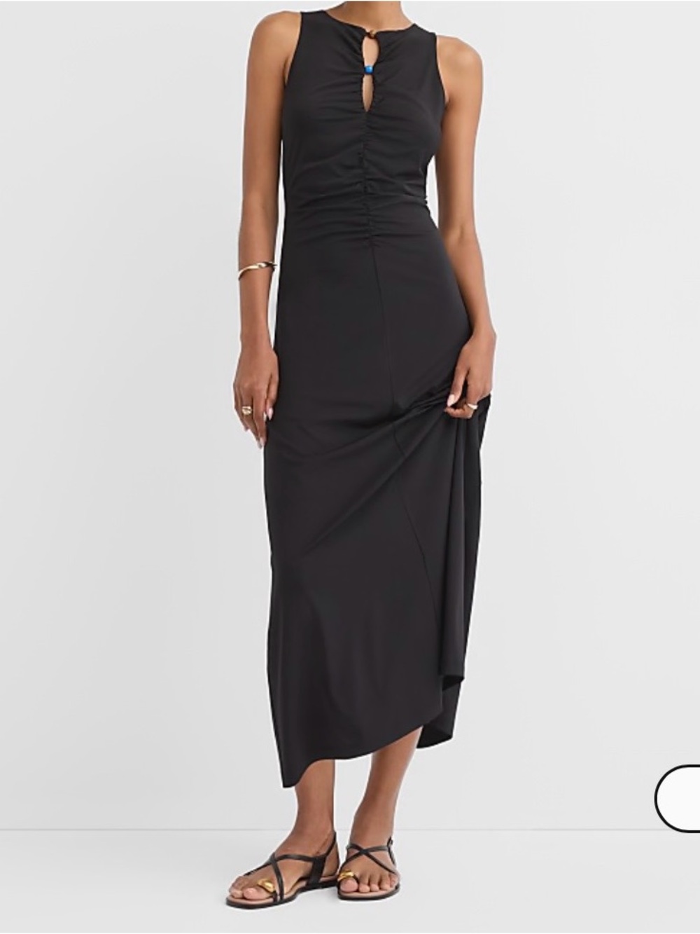 LOFT Black Beaded Keyhole Maxi Dress
